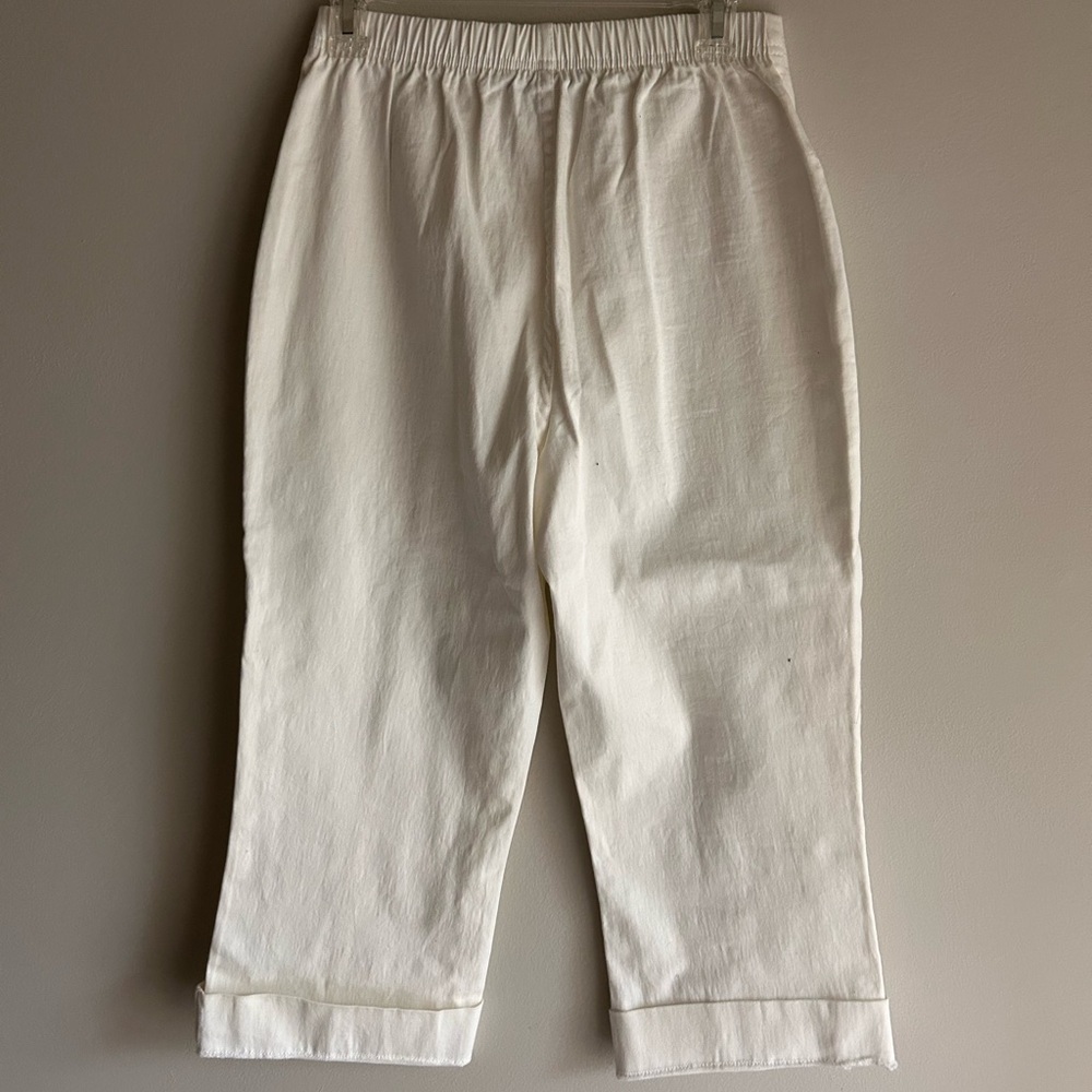 Y2K Denim & Co White Pull-On Wide Leg Capris - Picture 3 of 4